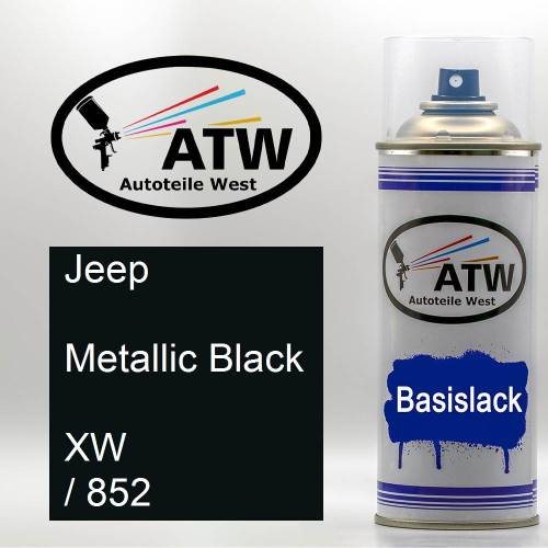 Jeep, Metallic Black, XW / 852: 400ml Sprühdose, von ATW Autoteile West.